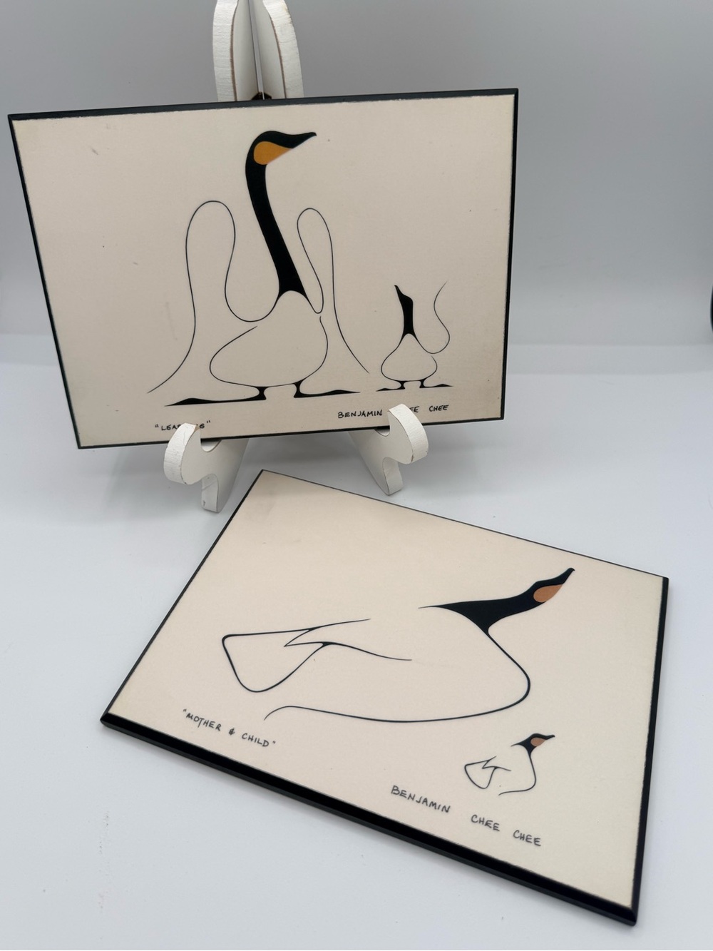 Vintage Benjamin Chee Chee Geese Art Plaques Set of 2